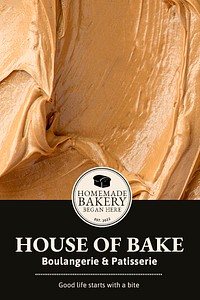 Bakery template psd with brown frosting texture for pinterest post