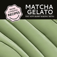 Gelato template psd with matcha frosting texture for social media