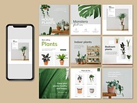 Social media post psd template for florist shops