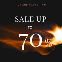 Social media post template, hot sale shopping ad, with burning flame psd