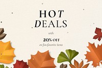 Paper craft leaf template psd in autumn tone for sale ad