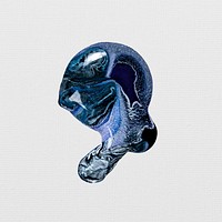 Blue marble swirl psd aesthetic acrylic paint DIY element experimental art