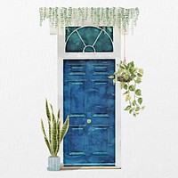 Aesthetic house entrance clipart, modern door illustration
