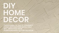 Textured blog banner template psd with DIY home decor text