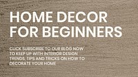 Textured blog banner template psd with home decor for beginners text