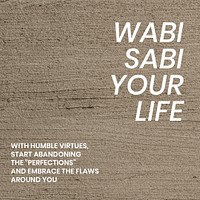 Textured social media template psd with wabi sabi your life text
