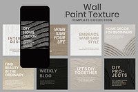 Textured social media template psd for interior company in minimal style