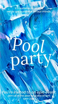 Acrylic paint party template psd blue abstract creative art social media story