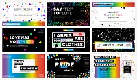 LGBTQ pride month template psd set with wax melted crayon art