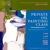 Abstract template psd, private lesson ad for social media post