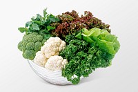 Green vegetable bowl, fresh vegan food psd