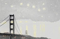 Golden Gate Bridge background, aesthetic oil painting Van Gogh style psd