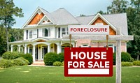 House for sale sign, foreclosure notice, real estate concept 