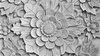 Carved floral ornament desktop wallpaper, white texture high definition background