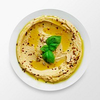 Hummus on a plate, food photography psd