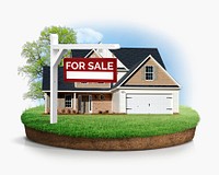 House for sale isolated on white, real estate design psd