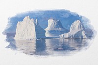 Watercolor iceberg background, environment aesthetic psd