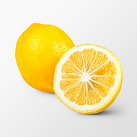 Lemon slice clipart, organic fruit psd