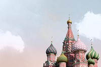 Russian architecture background, aesthetic St. Basil's Cathedral illustration psd