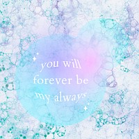 Aesthetic bubble art template psd with love quote social media post
