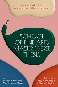 Fine arts school template vector psd paint abstract ad poster