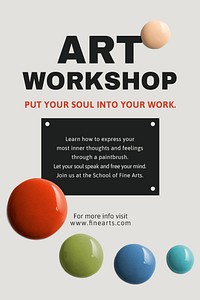 Art workshop template psd color paint abstract ad poster