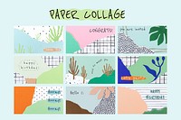 Ripped paper collage template psd set for blog banner