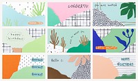 Paper craft template psd set for blog banner