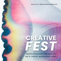 Creative fest colorful template psd in chromatography art social media ad