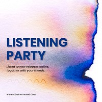 Listening party colorful template psd in chromatography art social media ad
