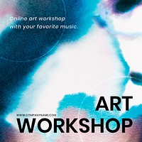 Art workshop blue template psd in chromatography art social media ad