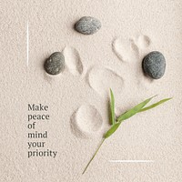 Prioritize peace wellness template psd minimal social media post