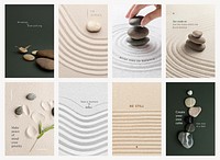 Meditation wellness template psd minimal poster collection