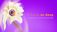 Banner floral template PSD, psychedelic abstract design with romantic quote