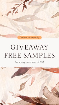 Aesthetic autumn shopping template psd with giveaway text social media ad