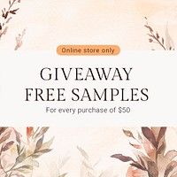 Aesthetic autumn shopping template psd with giveaway text social media ad