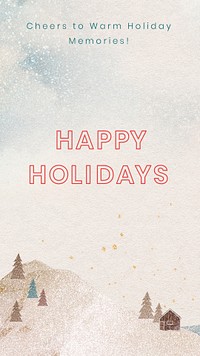 Holiday phone wallpaper template, festive winter season psd design