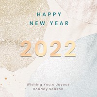 2022 Instagram post template, editable new year greetings for social media psd