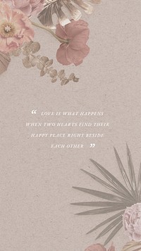 Quote Instagram story template, Love is what happens when two hearts find their happy place right beside each other, psd