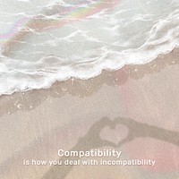 Love Instagram post template, shadow on the beach design psd