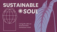 Botanical web banner template, sustainable soul, retro modern aesthetic halftone design psd