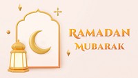 Ramadan Mubarak 3D template, aesthetic greeting social media post psd