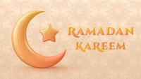 Islamic star crescent, Ramadan Kareem, greeting banner
