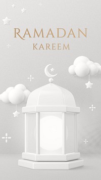 Ramadan Kareem greeting template, 3D lanterns, social media story psd