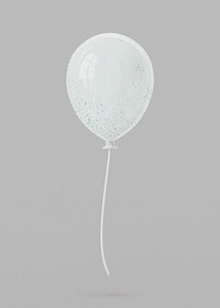 White balloon clipart, 3d birthday graphic