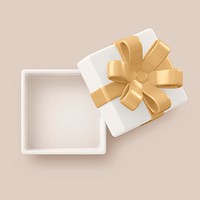 White gift box clipart, 3d birthday graphic psd