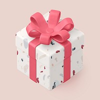 White gift box clipart, 3d birthday graphic psd