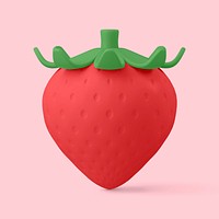 Strawberry clipart, 3d fruit graphic