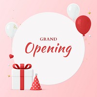 Grand opening social media post, 3d graphic