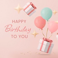 Birthday social media post template, 3d graphic psd